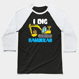 I Dig Hanukkah Excavator Construction Toddler Hanukkah Baseball T-Shirt